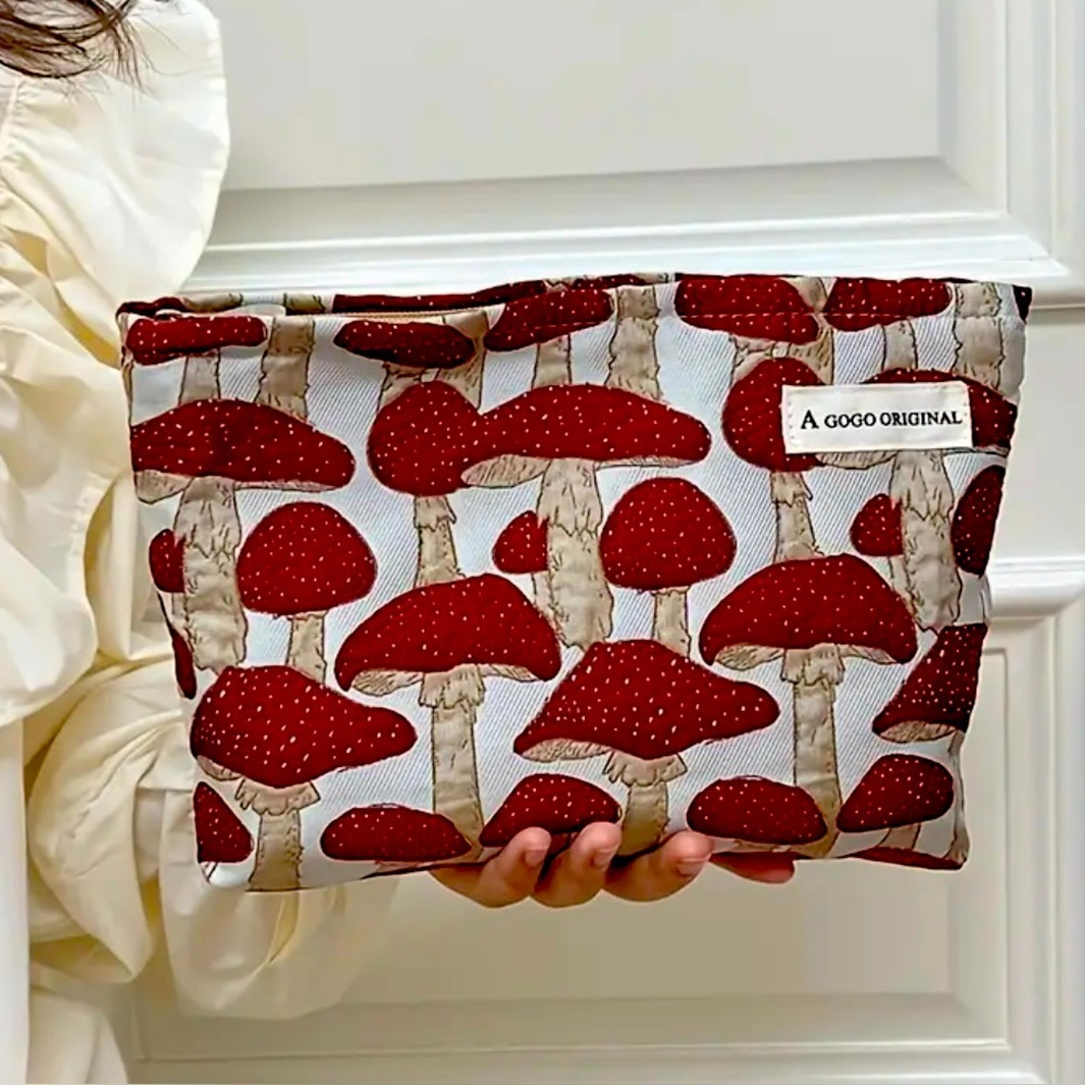 Mushroom Print Makeup Bag
